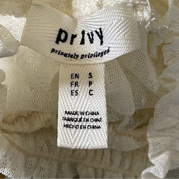 Privy Cream Ruched Bustier Blouse lace long sleeve size small - Picture 12 of 14